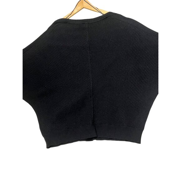 Devotion By Cyrus Women's Black Sweater L -Dolman Sleeves  V-neck Ribbed Goth - Picture 2 of 16